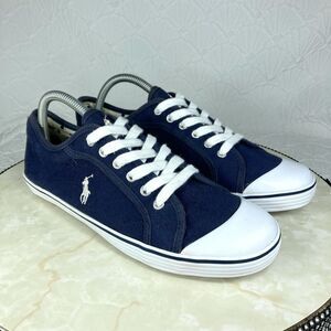 Polo Ralph Lauren Marin Low Top Sneakers 9.5 Navy Blue Summer Smart Casual Shoes
